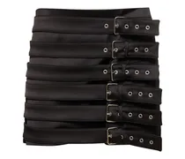 Satin mini skirt w/ buckle straps