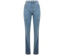 Jeans vita alta in denim di cotone stretch