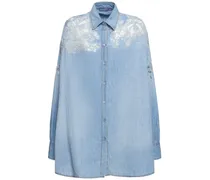 Camicia oversize in misto cotone / ricami