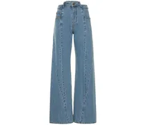 Jeans larghi asimmetrici in denim di cotone