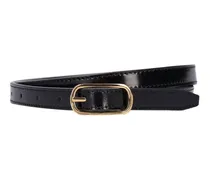 Cintura slim fit in pelle con fibbia ovale 1.5cm