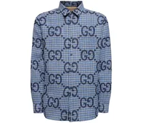 Camicia in lana macro GG