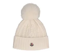 Moncler Cappello in lana e cashmere tricot Bianco
