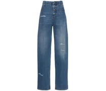 Jeans dritti in denim di cotone distressed
