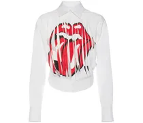 Camicia cropped Rolling Stones distressed