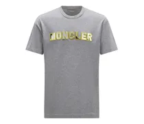 Moncler T-shirt in jersey di cotone con logo Grigio