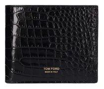 Logo croc embossed leather wallet