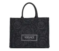 Versace Borsa shopping grande Barocco in tela jacquard Nero