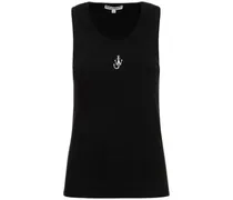 Top in jersey a costine con logo