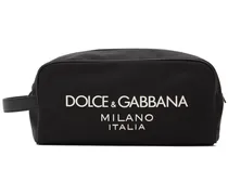 Dolce & Gabbana Beauty case in nylon con logo gommato Nero