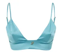 Crop top in raso con logo