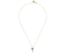 Palm crystal & brass long necklace