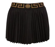 Versace Minigonna in jersey plissé con greca Nero