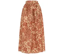 Leah printed silk flared midi skirt