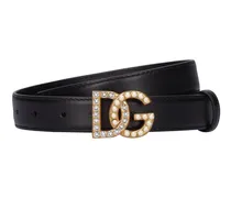 Dolce & Gabbana Cintura in pelle morbida con cristalli 2.5cm Nero
