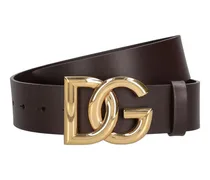 Dolce & Gabbana Cintura in pelle con logo 4cm Marrone