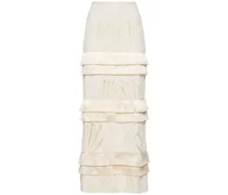 Fringed lace maxi skirt