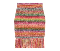 Minigonna in maglia di cotone crochet / frange