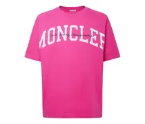 Moncler T-shirt in jersey di cotone con logo Rosa