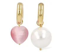 Pearl & heart mismatched earrings
