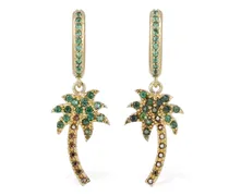 Palm crystal & brass hoop earrings