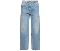 Jeans cropped in denim di cotone