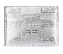 Balenciaga Porta carte di credito in pelle goffrata Argento