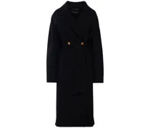 Versace Cappotto midi in lana doppiata con cintura Nero