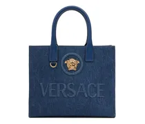 Versace Borsa shopping piccola in denim Navy