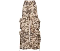 Pantaloni larghi in drill di cotone camouflage