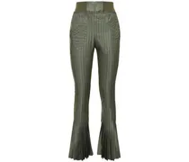 Pantaloni svasati in nylon e maglia con plissé