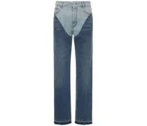 Jeans larghi in denim di cotone bicolor