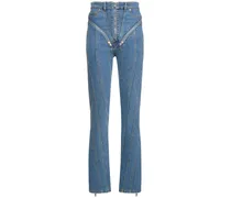 Jeans skinny vita alta in denim stretch / zip