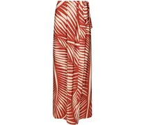 Printed silk long wrap skirt