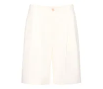 Relaxed pleated twill cotton shorts