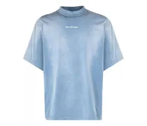 Balenciaga T-shirt in jersey di cotone con ricamo Blu