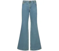 Jeans vita alta in denim di cotone