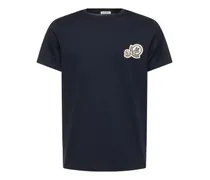 Moncler T-shirt in cotone con logo Blu