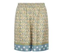 Versace Shorts in lino stampato Celeste