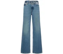 Jeans larghi in denim / cintura con logo