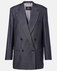 Etro Blazer in misto lana a righe Blu