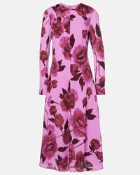 Erdem Abito midi in crêpe con stampa floreale Rosa