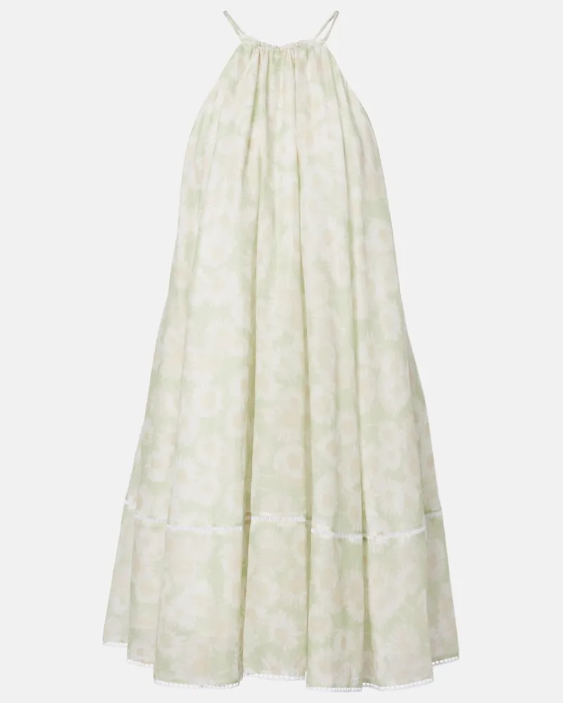 Stella McCartney Abito corto in cotone con stampa floreale Verde