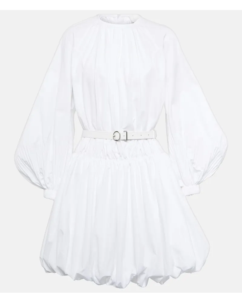 Jil Sander Miniabito in popeline di cotone con pelle Bianco