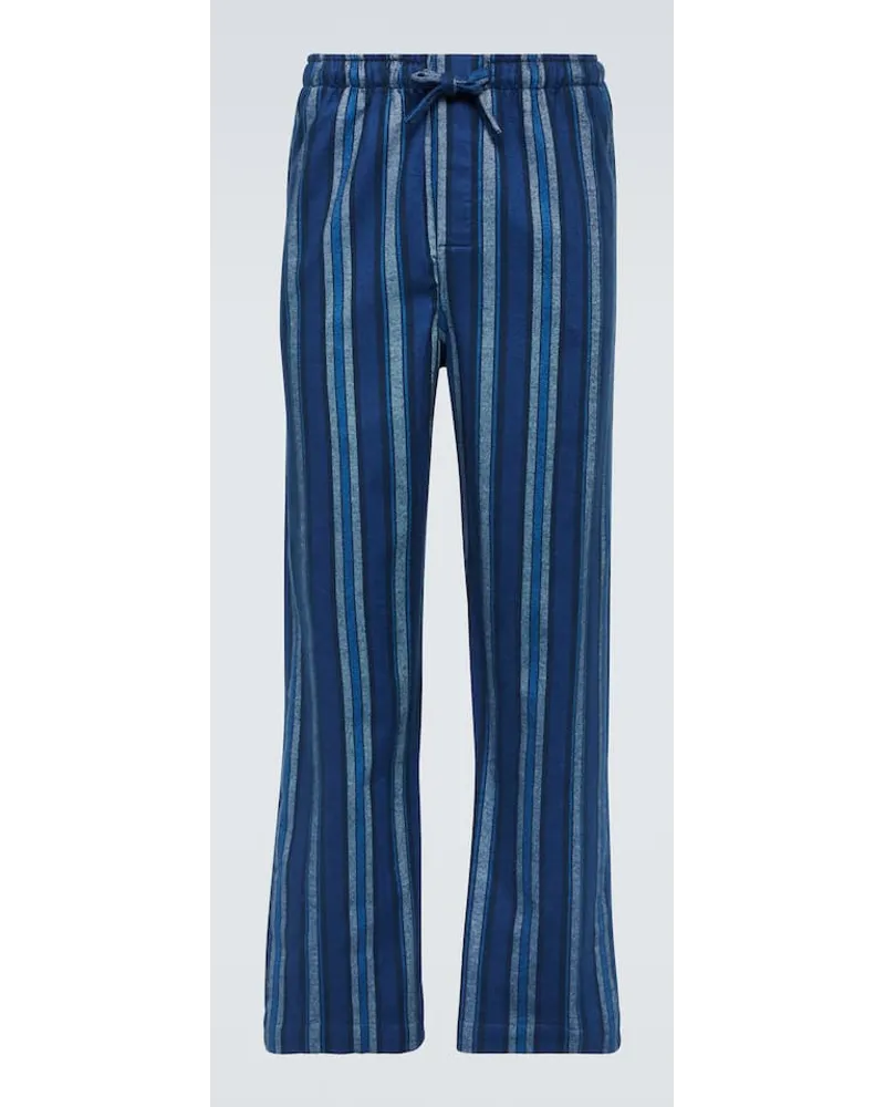 Derek Rose Pantaloni pigiama Kelburn in cotone Blu