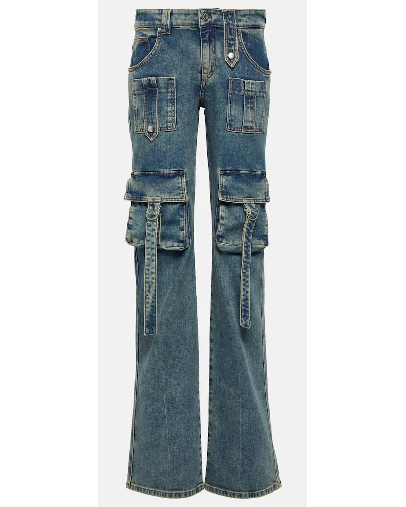 Blumarine Pantaloni cargo in denim a vita bassa Blu