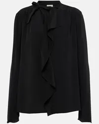 Isabel Marant Blusa Utah in crêpe con volant Nero