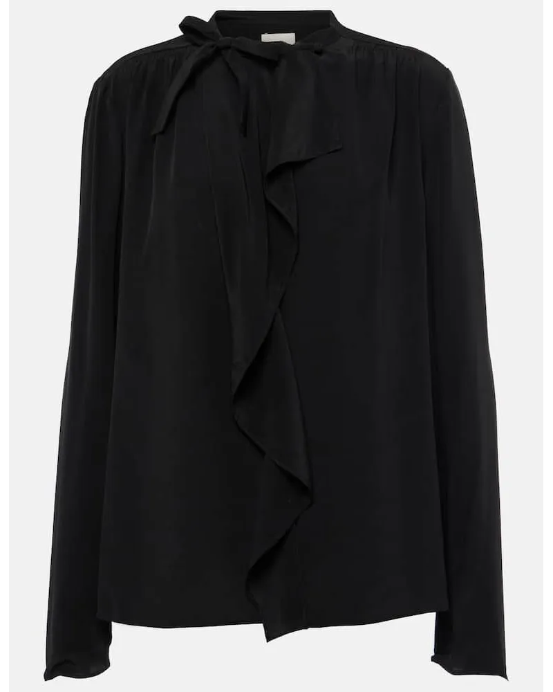 Isabel Marant Blusa Utah in crÃªpe con volant Nero