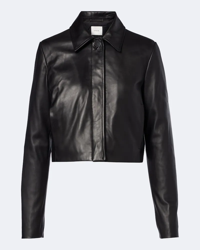 Vince Giacca cropped in pelle Nero
