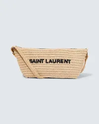 Saint Laurent Borsa a spalla in rafia Neutro